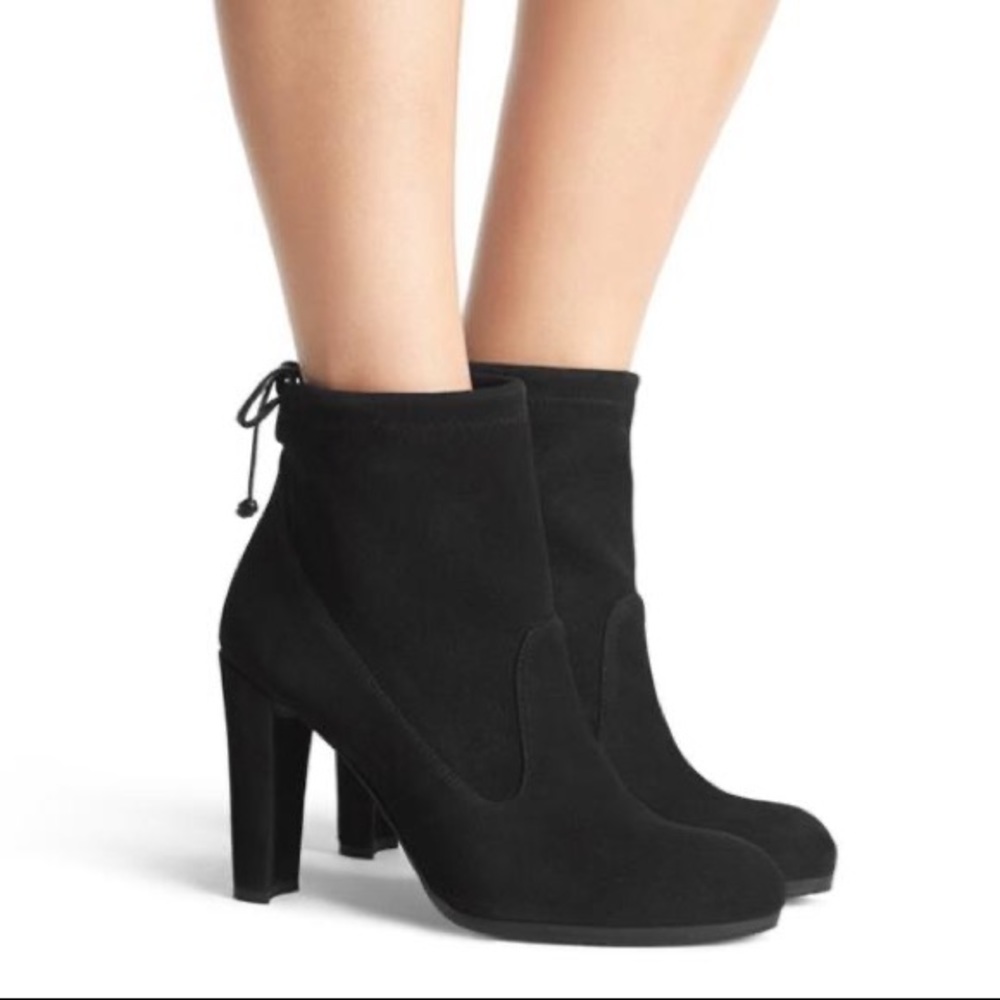 Stuart Weitzman Catch Ankle Tie Boots Black Suede6